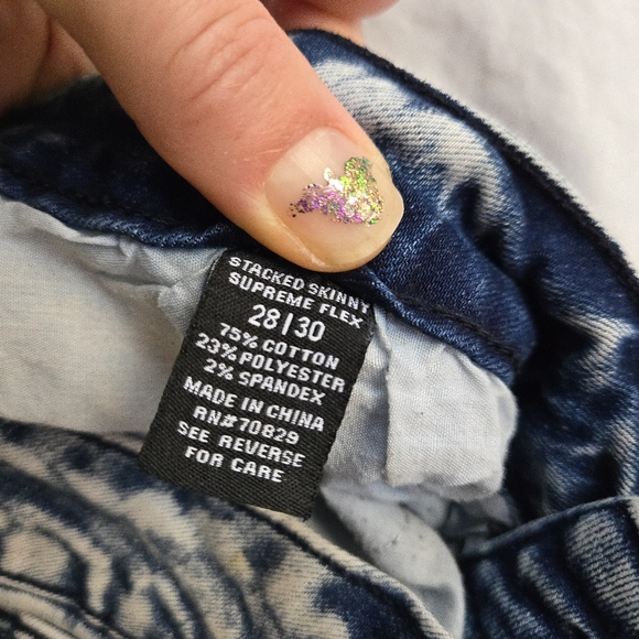 Rue21 Premium Men's 28W x 30L Stacked Skinny Supreme Flex Moto Jeans Acid Wash - Picture 4 of 7